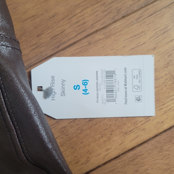 Time and Tru Faux Leather Leggings Brown High Rise Skinny Size S NWT - Picture 2 of 4